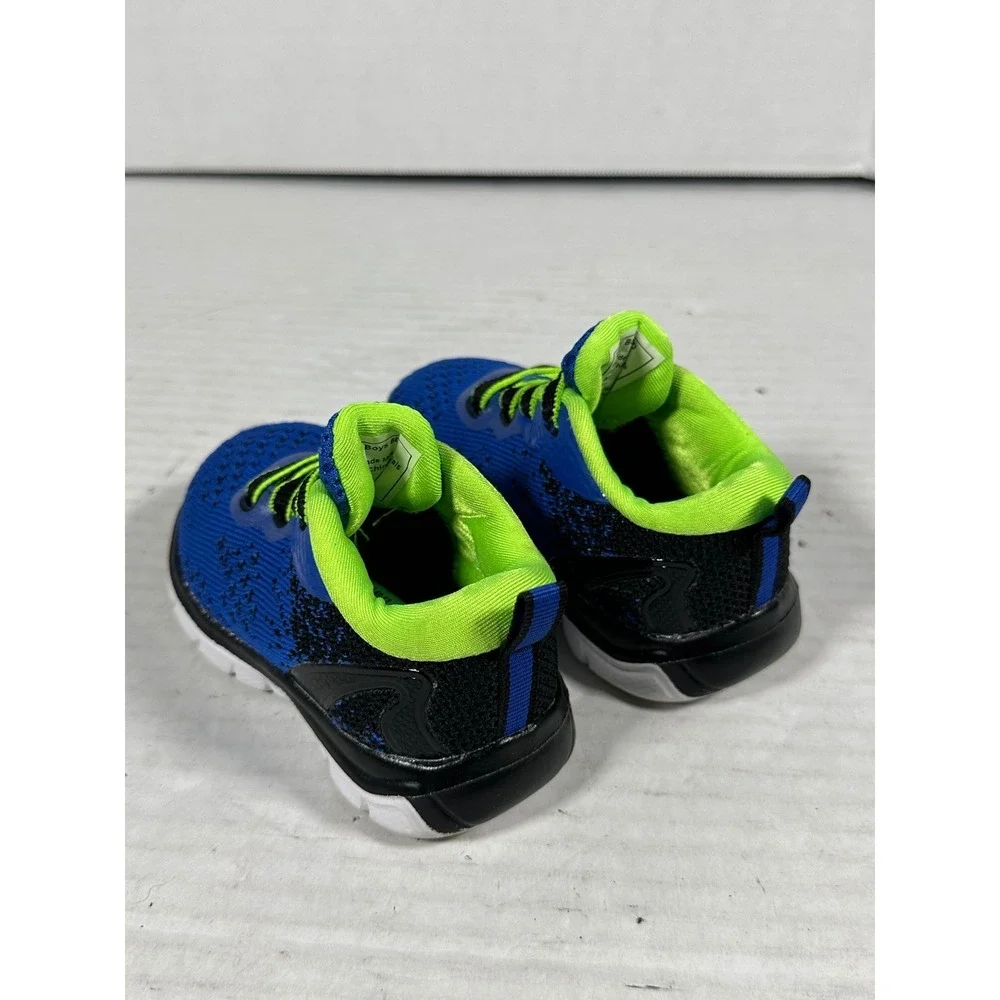 BCG Toddler Boys Blue Neon Green Memory Foam Athletic Sneakers‎ Size 5D 167610